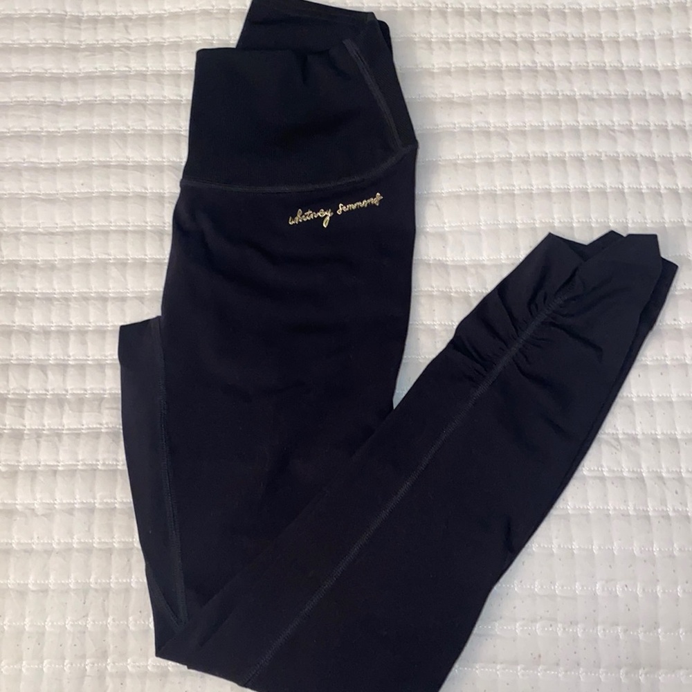 Gymshark Whitney Simmons Rib Waist Leggings in black-Small